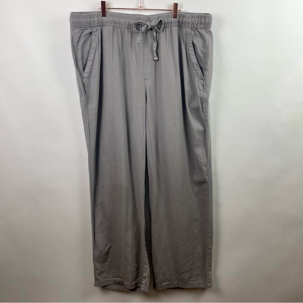 Old Navy Wide Leg Linen Blend Pants Pull On Basalt Color Neutral Minimalist XL
